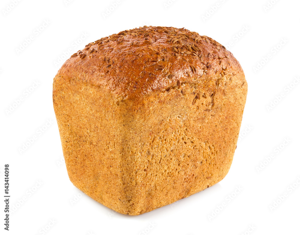 Fresh aromatic organic rye bread with spice, isolated on white Fresh aromatic organic rye bread with spice, isolated on white