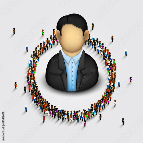 Large group of people in the shape of circle. Vector illustration