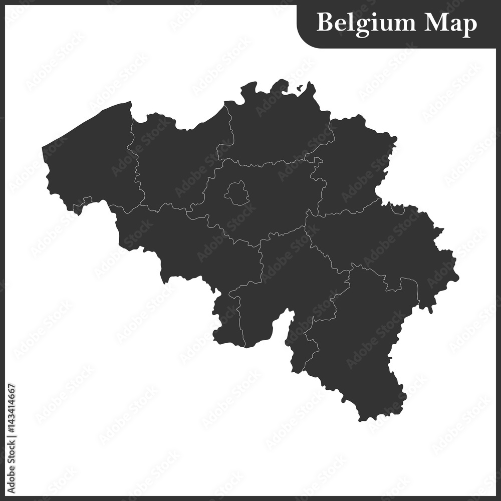 The detailed map of the Belgium with regions