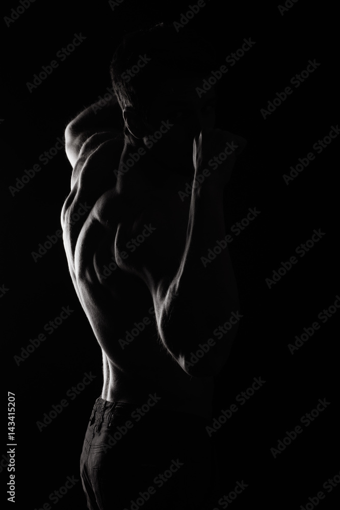 Back pose muscular man showing hi-res stock photography and images - Alamy