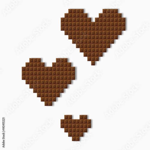 Symbol of the heart of chocolate confectionery tiles vector isolated