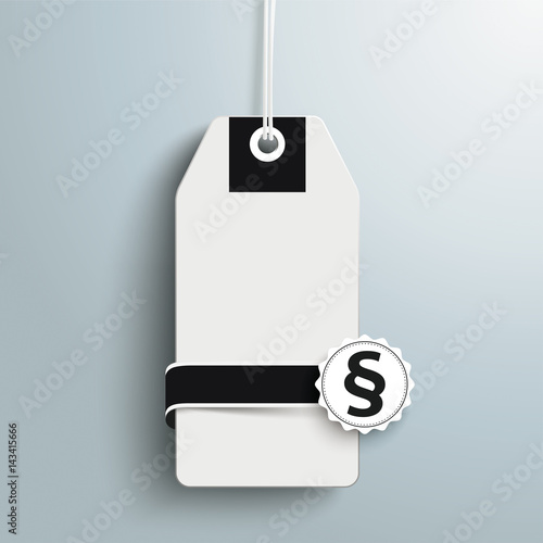 Preisschild mit einer Etikette mit Paragraf