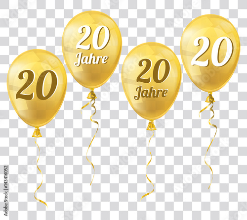 Golden Transparent Balloons 20 Jahre