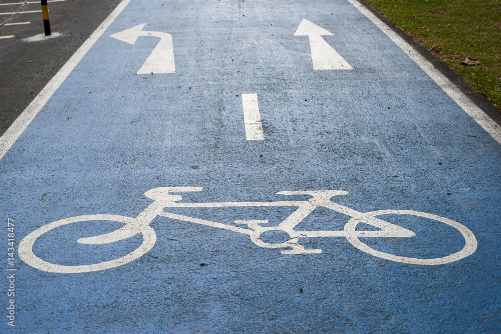 Obraz premium Bicycle lane signage on street