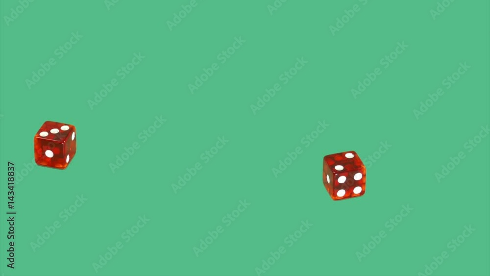 Red dice on green screen Red dice on green screen