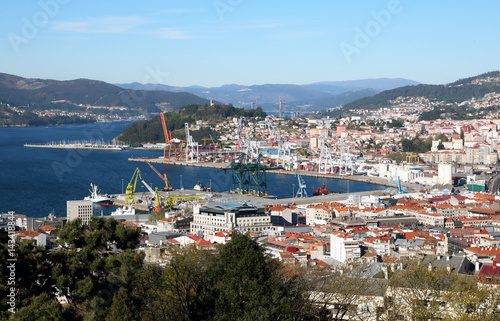 cityscape of the port of Vigo city in Galicia, Spain