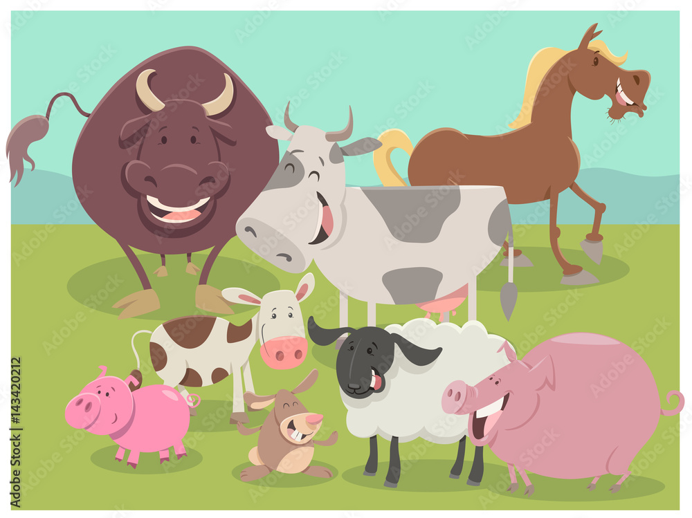 farm animal characters group farm animal characters group