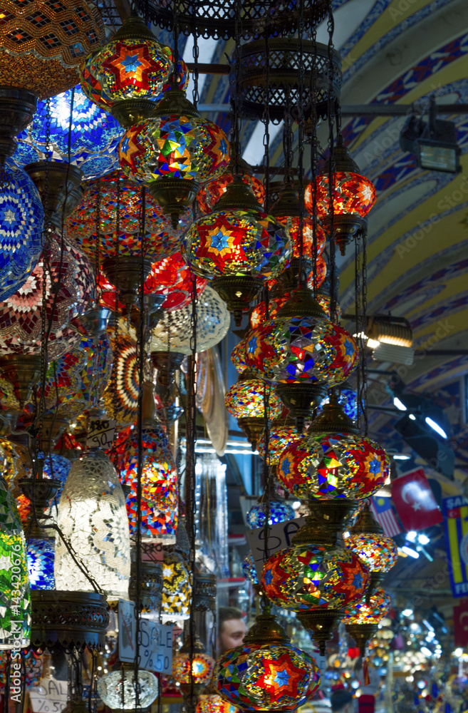 Traditional oriental  lamps in store at Grand Bazaar Istanbul