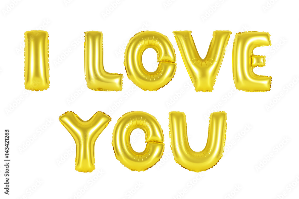 I love you in english alphabet from yellow (Golden) balloons I love you in english alphabet from yellow (Golden) balloons