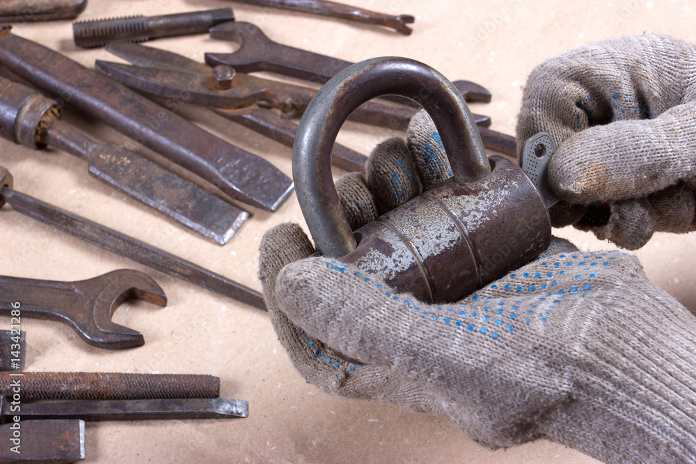 Wrenchs,various tools on wooden background Wrenchs,various tools on wooden background
