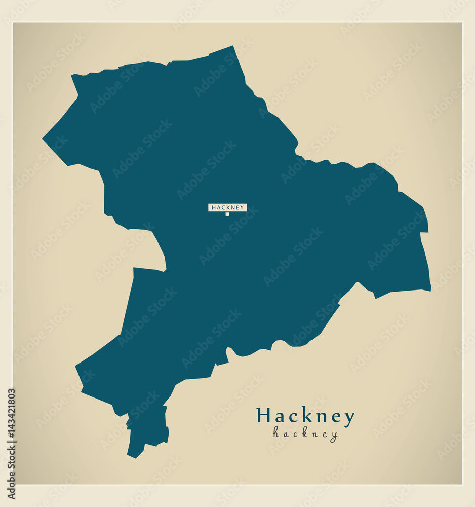 Modern Map - Hackney borough Greater London UK England