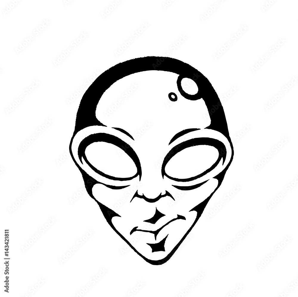 Vectorized Ink Sketch of an Alien Face