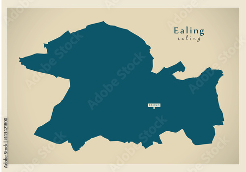 Modern Map - Ealing borough Greater London UK England