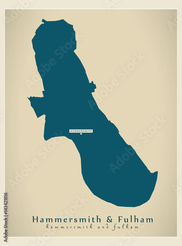Modern Map - Hammersmith and Fulham borough Greater London UK England