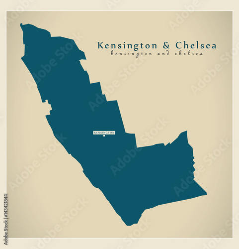 Modern Map - Kensington and Chelsea borough Greater London UK England