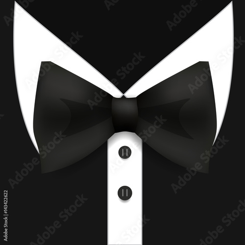 Black Bow Tie and Shirt. Man Fashion Style.