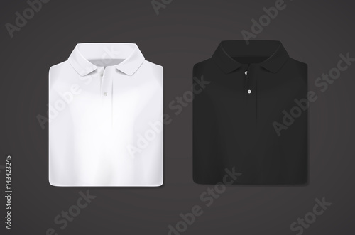 Black and white folded polo shirts mockup isolated.