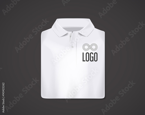 White folded pole shirt mockup with logo for advertising isolated.