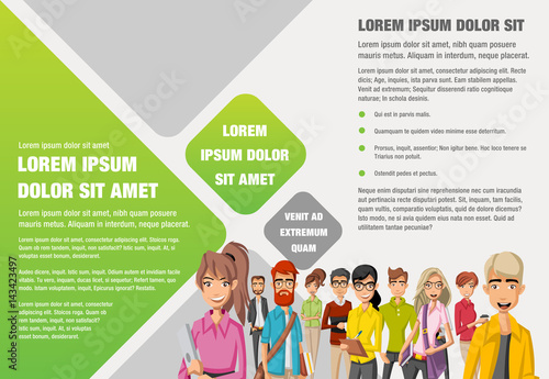 Template for advertising brochure with cartoon business people