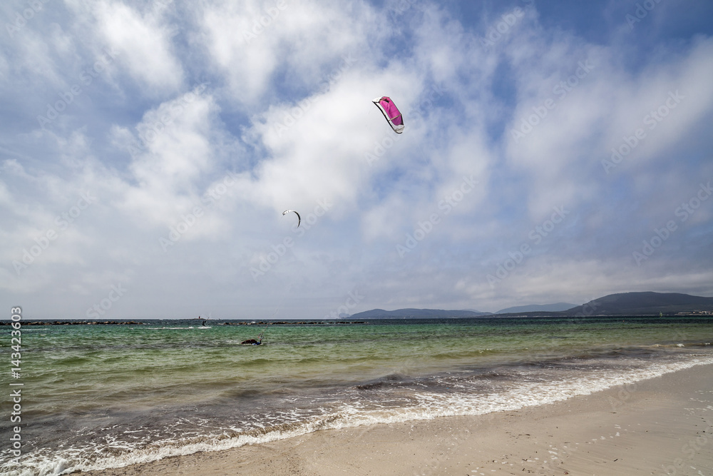 Mediterranean sea view, beach of San Giovanni e Lido in Alghero, Sardinia, Italy. Mediterranean sea view, beach of San Giovanni e Lido in Alghero, Sardinia, Italy.