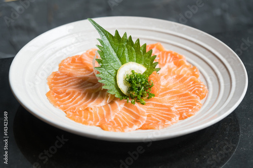 Raw fresh salmon sashimi