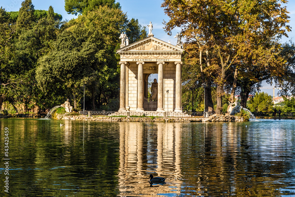 Rome, Italy. Temple of Aesculapius on the lake of Villa Borghese, 1786 Rome, Italy. Temple of Aesculapius on the lake of Villa Borghese, 1786