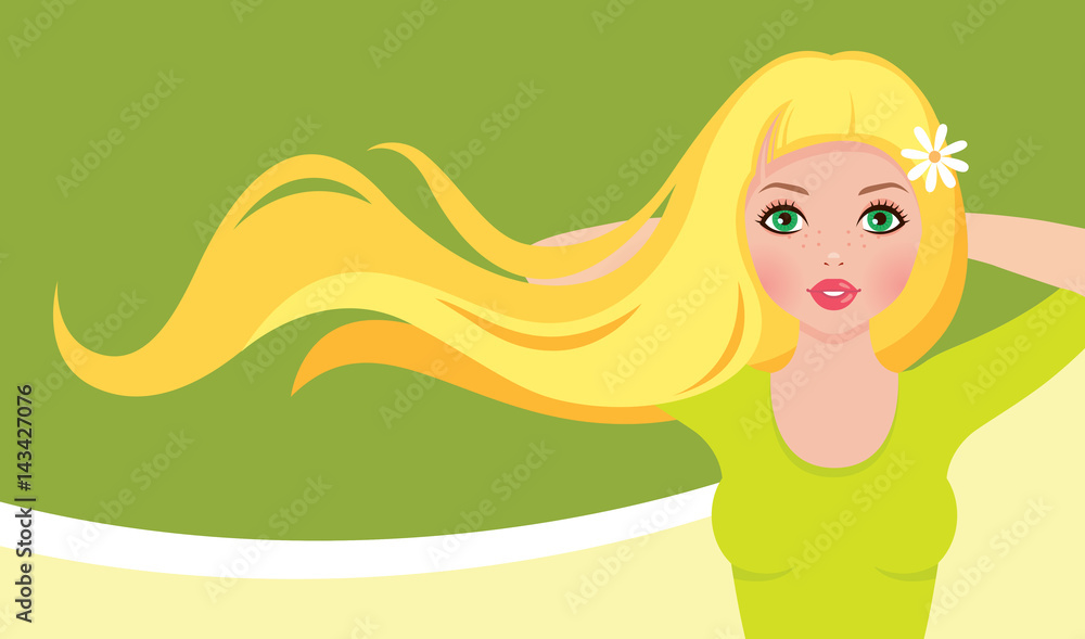 Young long haired girl in the image of spring Young long haired girl in the image of spring