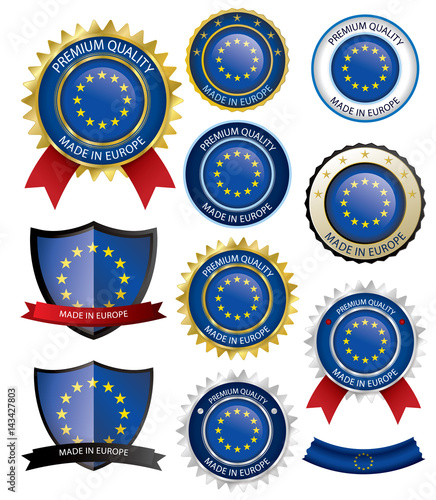 Made in EU Seal, European Flag (Vector Art)
