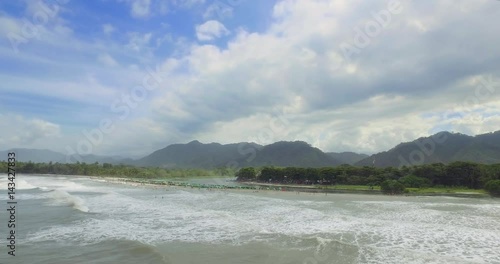 Buritaca SantaMarta Colombia River Ocean Beach Aerial photo