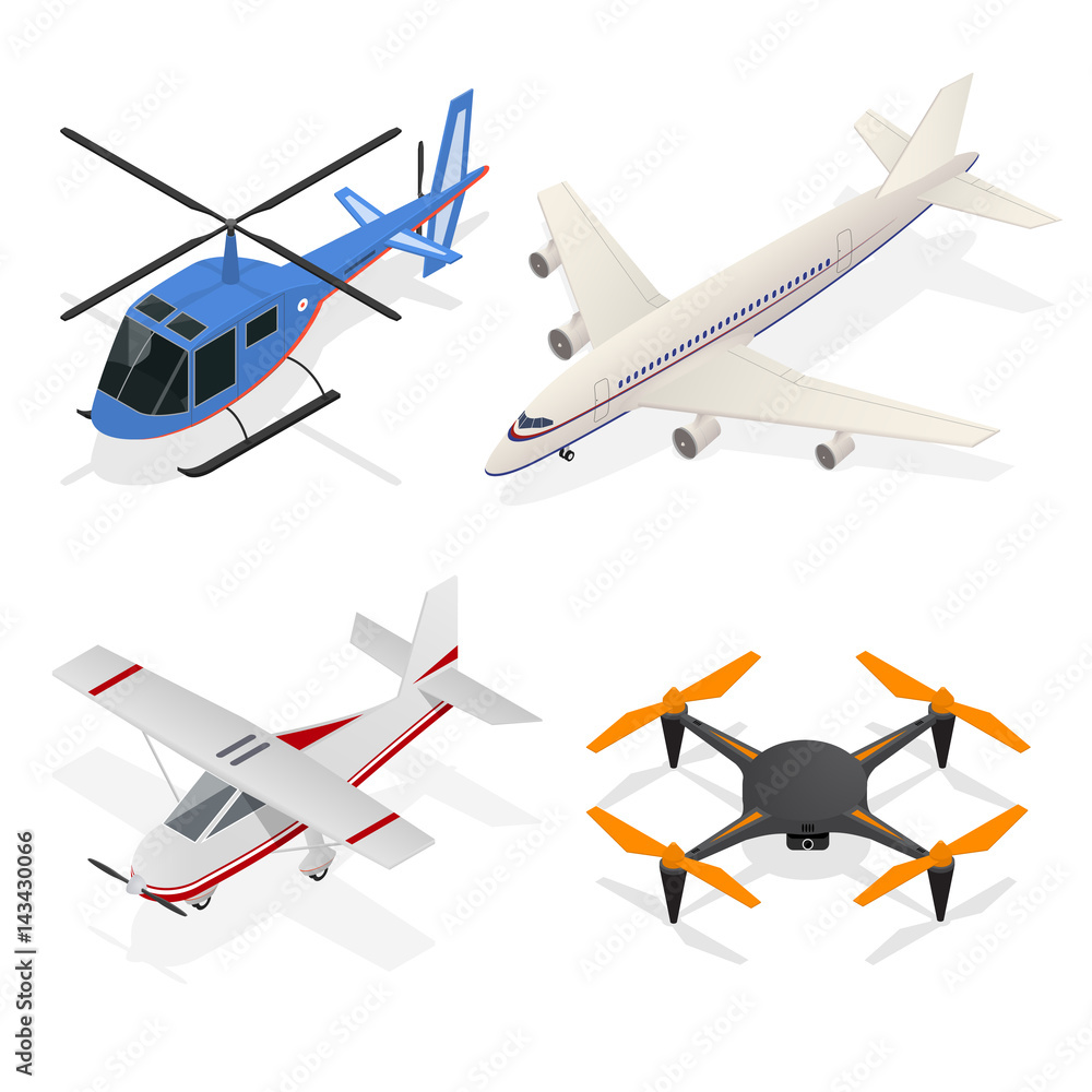 Air Crafts Set Isometric View. Vector Air Crafts Set Isometric View. Vector