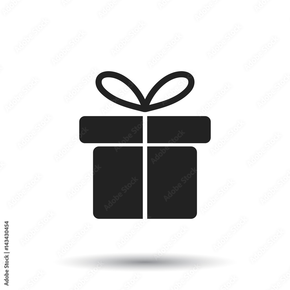 Gift box icon. Flat vector illustration on white background. Gift box icon. Flat vector illustration on white background.