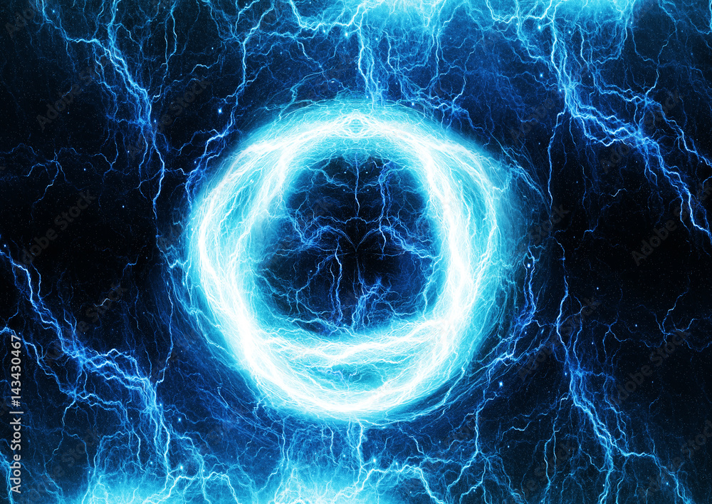 Naklejka premium Circular lightning discharge, abstract background