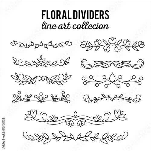 Flourishes. Dividers set. Line style decoration. Ornamental decorative elements. Vector ornate elements design.