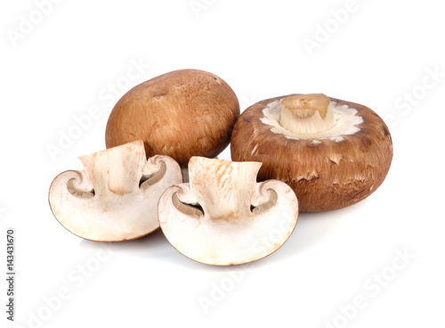 fresh brown mushroom against a white background