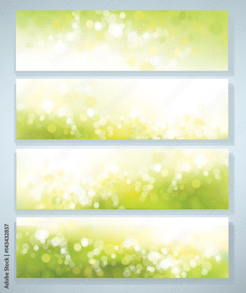 Vector green lights, bokeh banners. Vector green lights, bokeh banners.