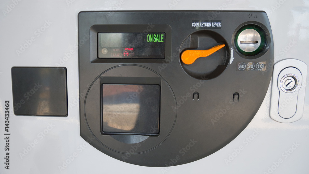 Control front panel beverage vending machine with braille alphabet for