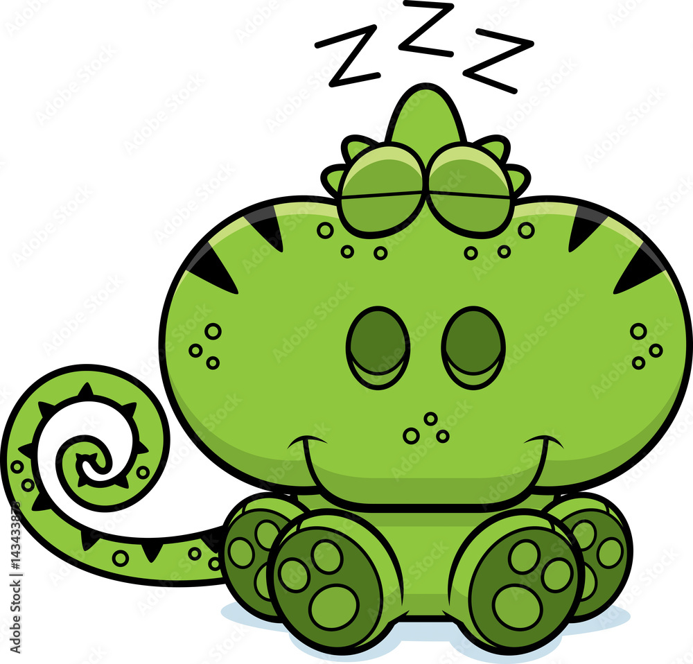 Cartoon Chameleon Napping Cartoon Chameleon Napping