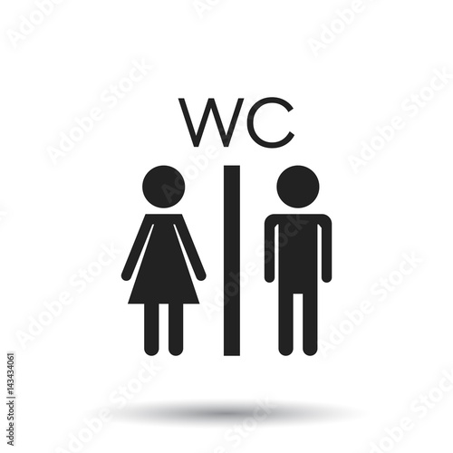 Vector toilet  restroom icon on white background. Modern man and woman flat pictogram. Simple flat symbol for web site design.
