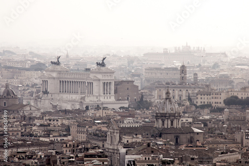 Looking down from San Pietro dome to the Altare della Patria, Rome, Italy.