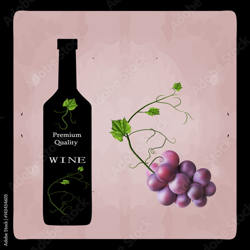 Fresh bunch of grapes. Manufacturer of fresh juices and wine. Logo.