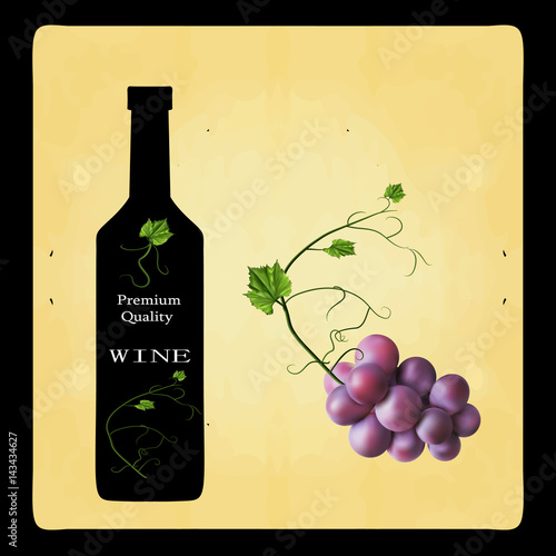 Fresh bunch of grapes. Manufacturer of fresh juices and wine. Logo.