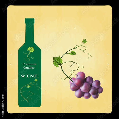 Fresh bunch of grapes. Manufacturer of fresh juices and wine. Logo.