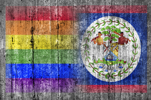 LGBT and Belize flag on concrete wall