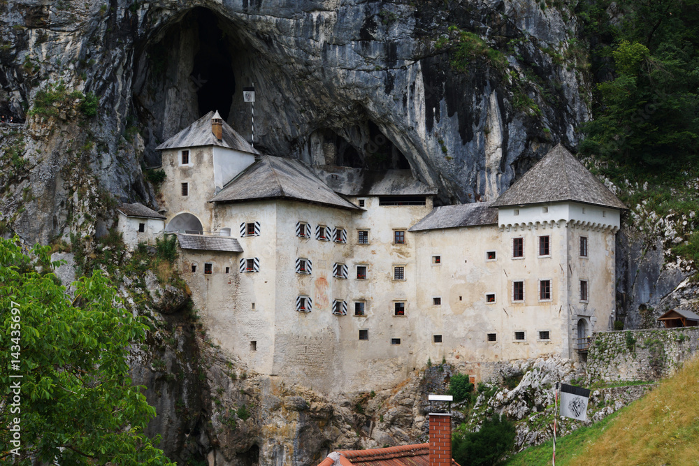 Predjamski castle built into the rocks in Slovenia