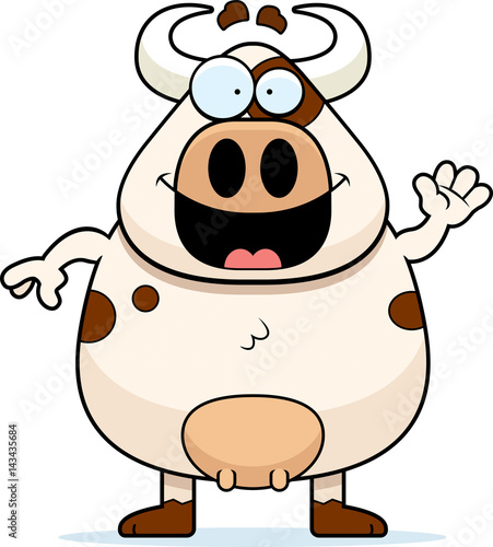 Cartoon Cow Waving