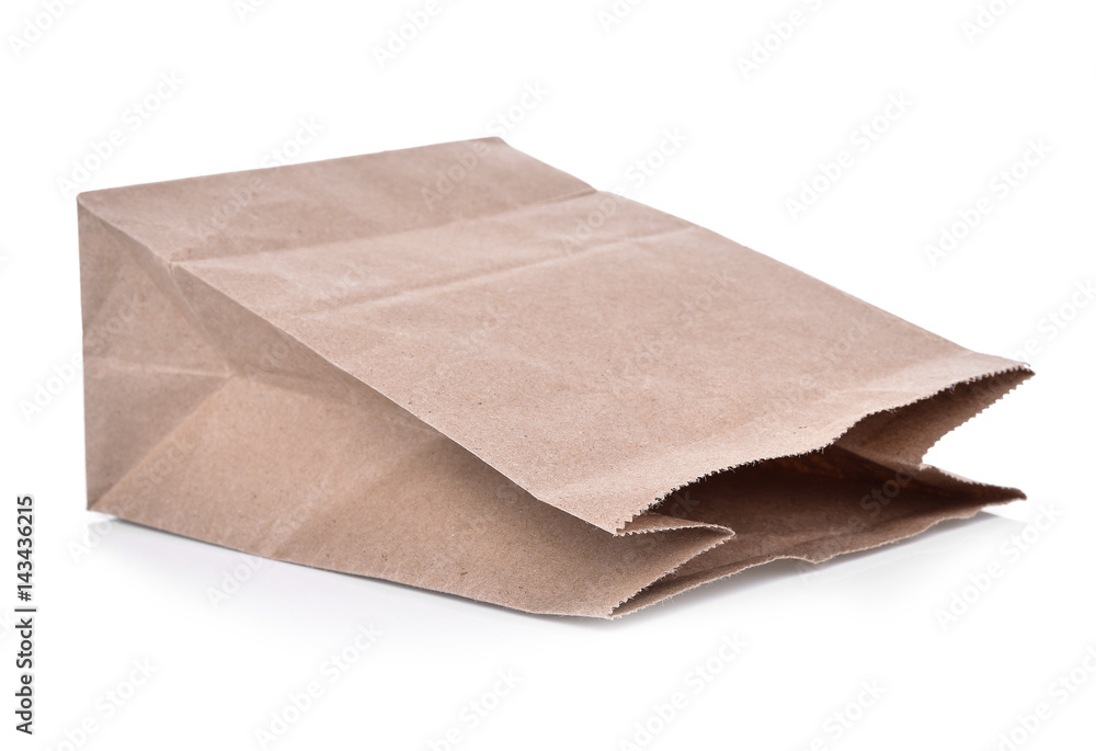 Brown paper bag for food isolated on white background Brown paper bag for food isolated on white background