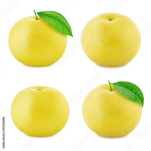 Set of white grapefruit isolated on a white background.