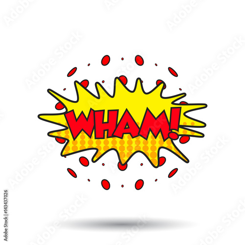 Wham comic sound effects. Sound bubble speech with word and comic cartoon expression sounds vector illustration.