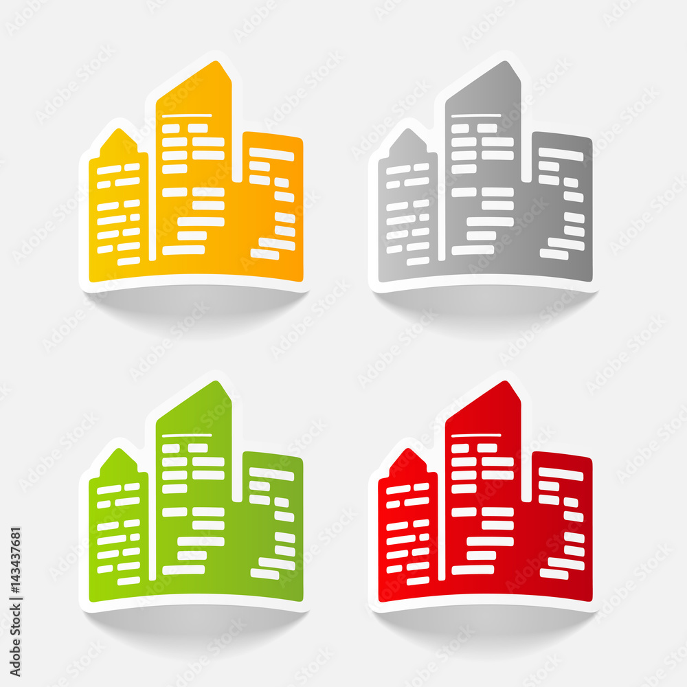 realistic design element: city skyscrapers