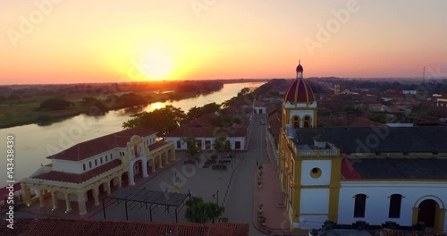 Aerial Mompox Colombia Aerial River Colonial Town photo